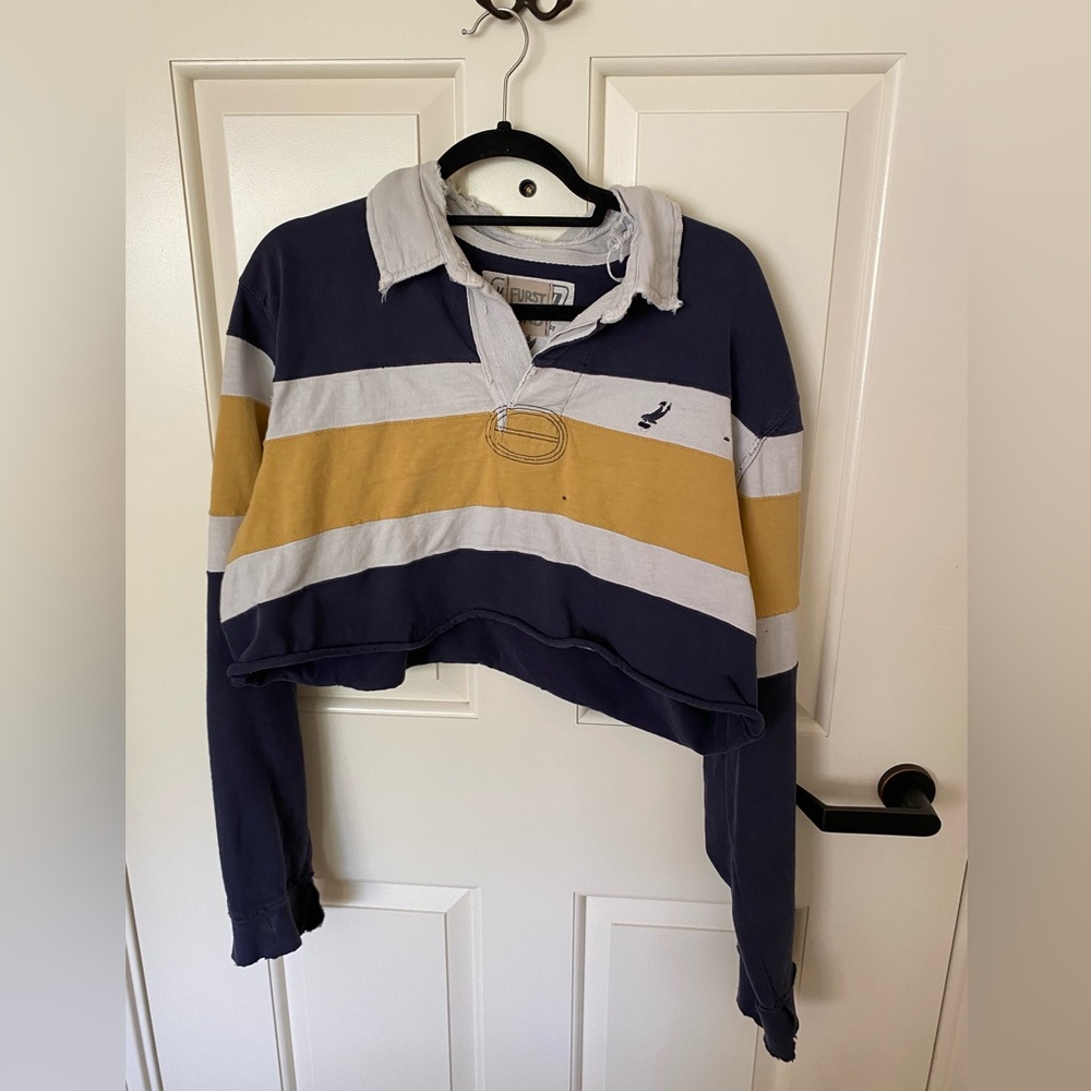 Long Sleeve Distressed Crop Top